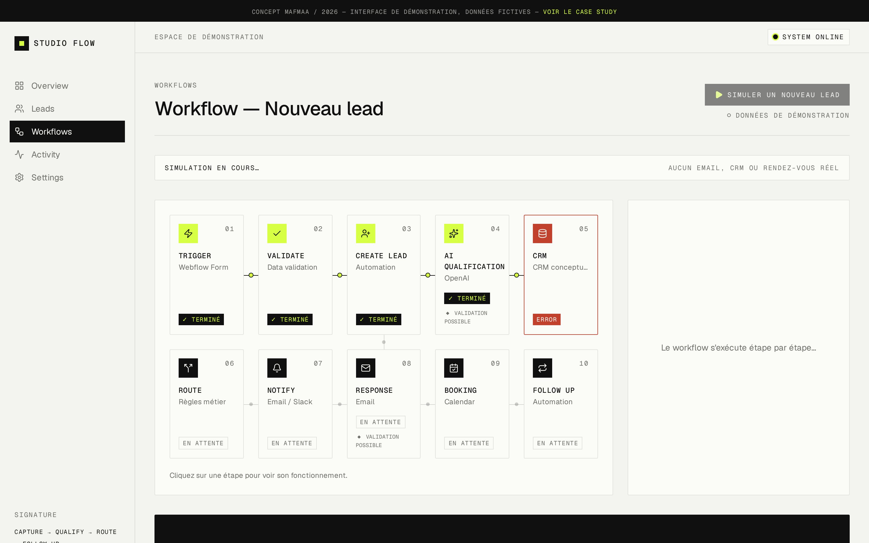 Workflow en cours d'exécution
